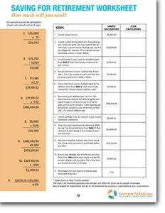 saving for retirement worksheet